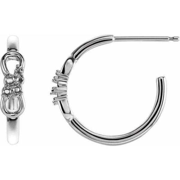 Sterling Silver Right Infinity-Inspired Hoop Earring Mounting
