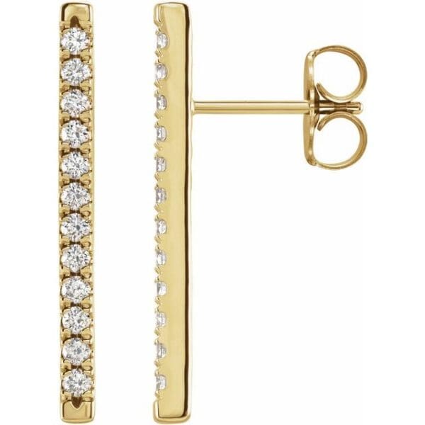 14K White 1.5 mm Round French-Set Bar Earring Mounting