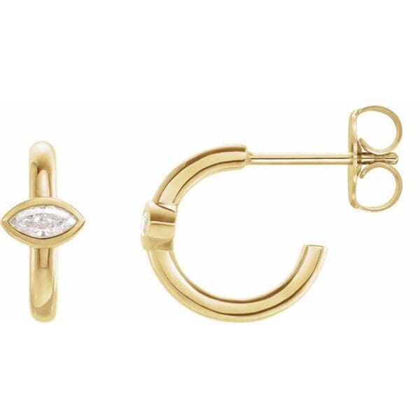 14K White 3x3 mm Square Huggie Earring Mounting