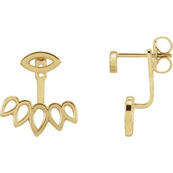 14K White Geometric Stud Earrings & Ear Jackets