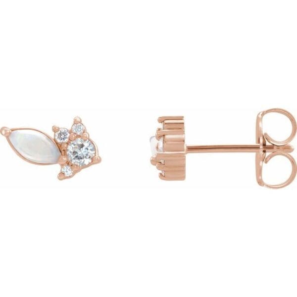 14K White 5x2.5 mm Marquise Left Cluster Earring Mounting