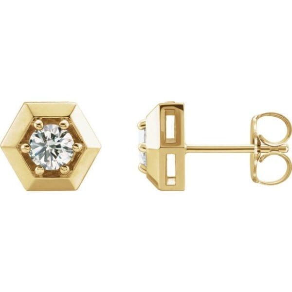 14K White 4 mm Round Geometric Earring Mounting