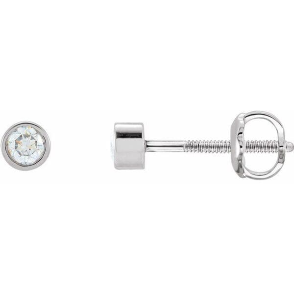 14K White 1.25 mm Round Micro Single Stud Earring Mounting