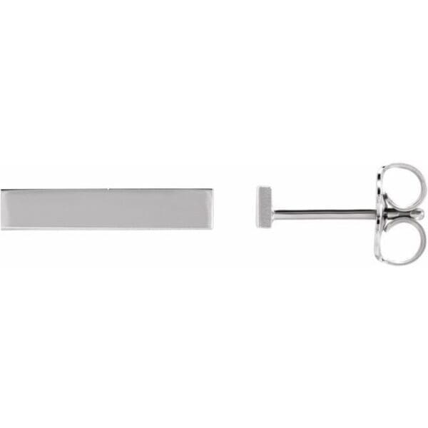 14K White Engravable Bar Earrings