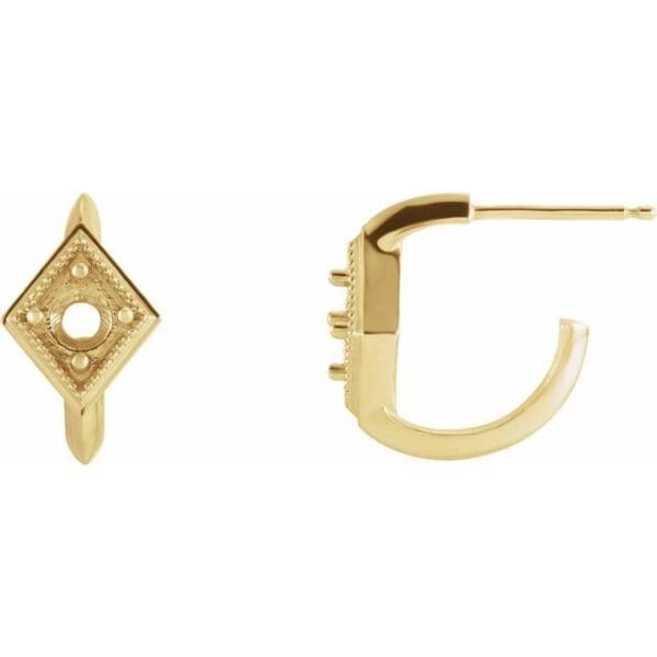 14K Yellow 4 mm Round Geometric Hoop Earring Mounting