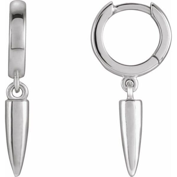 14K Yellow Spike Hinged Hoop Earrings