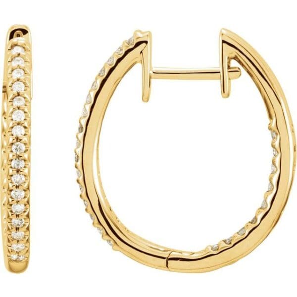 14K White 1/2 CTW Natural Diamond Inside-Outside 22.5 mm Hoop Earrings