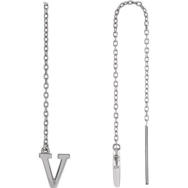 14K Yellow Single Initial A Chain Earring