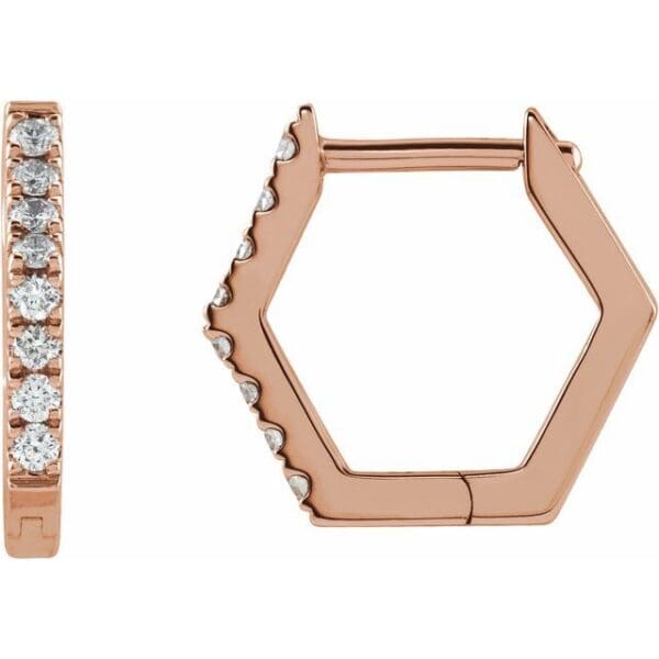 14K White 1/8 CTW Natural Diamond Geometric Hinged Huggie Earrings