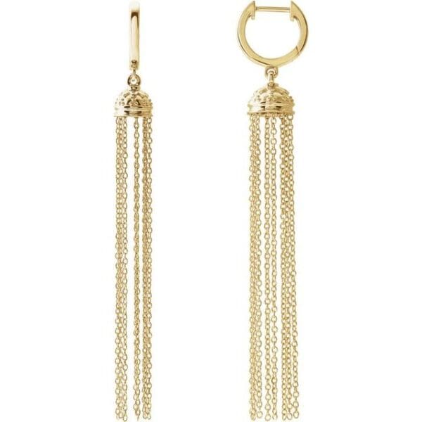 14K Yellow 56 mm Hinged Hoop Chain Earrings