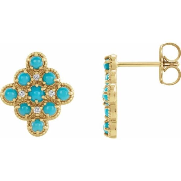 14K White Natural Ethiopian Opal & .03 CTW Natural Diamond Geometric Earrings