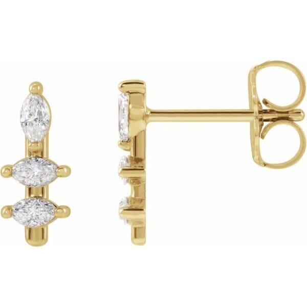 14K Yellow 1/5 CTW Natural Diamond Bar Earrings
