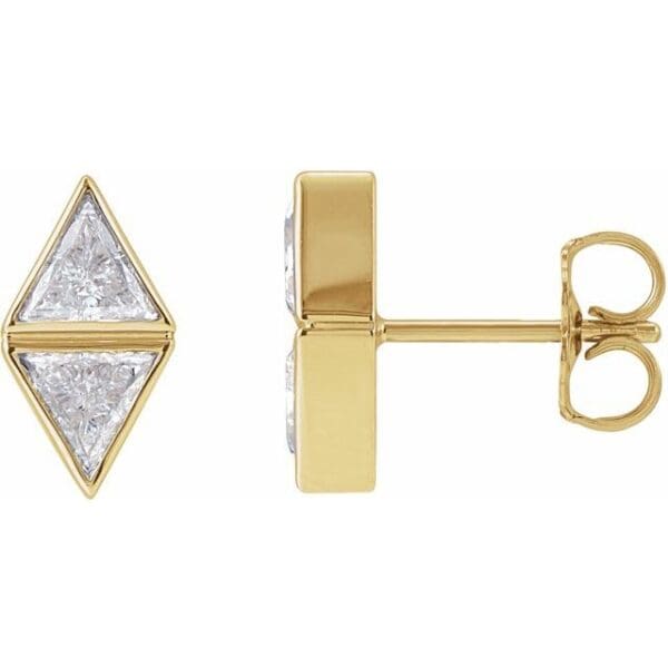 14K Yellow Two-Stone Bezel-Set Earring Mounting