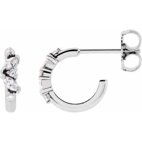 14K White 1/5 CTW Natural Diamond Huggie Earrings