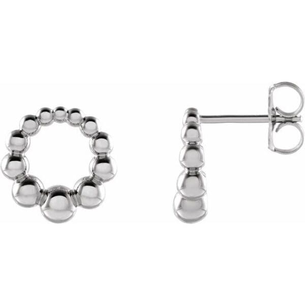 Sterling Silver Graduated Beaded Circle Earrings
