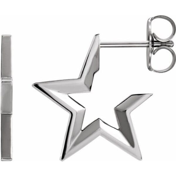 14K Yellow Star 15.9 mm Hoop Earrings