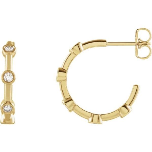 14K Yellow 1/4 CTW Natural Diamond Bezel-Set Hoop Earrings