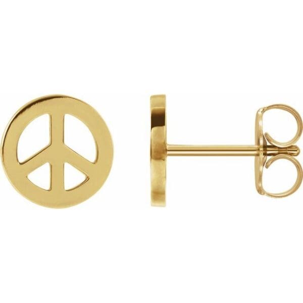 14K Rose Tiny Peace Earrings