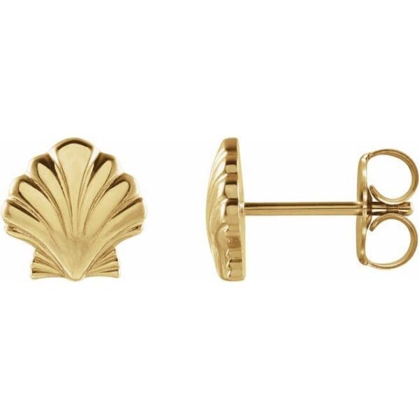 14K Yellow Tiny Shell Earrings