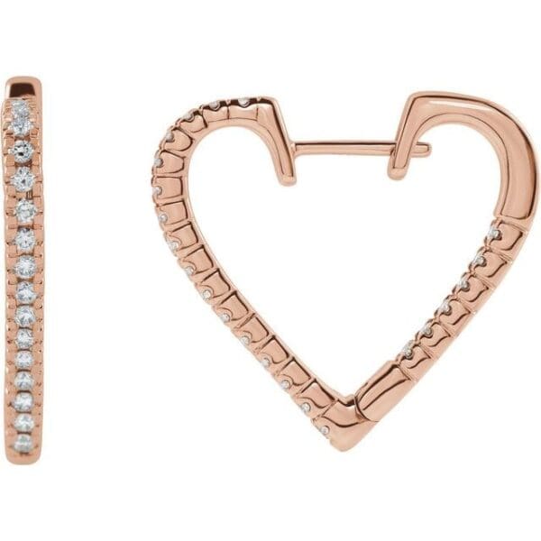 14K Yellow 5/8 CTW Natural Diamond Heart Earrings