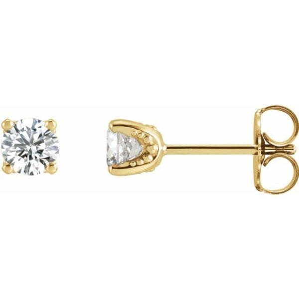 14K White 3.5 mm Round 4-Prong Earring Mounting