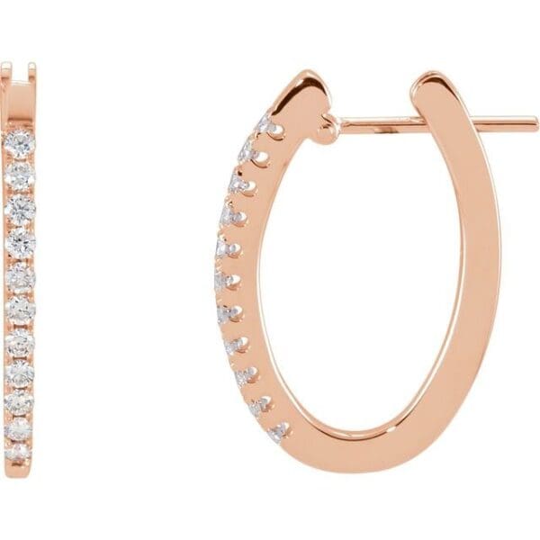 14K White 1/3 CTW Natural Diamond Hoop Earrings