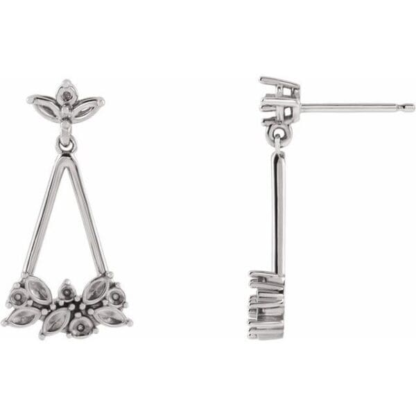 14K White Geometric Cluster Earring Mounting