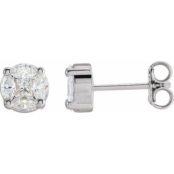 14K Yellow 1/3 CTW Natural Diamond Cluster Earrings