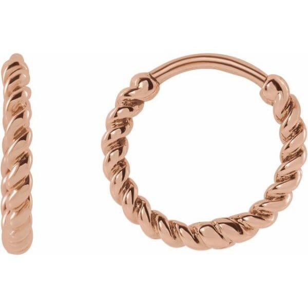 14K White Rope 11 mm Hoop Earrings