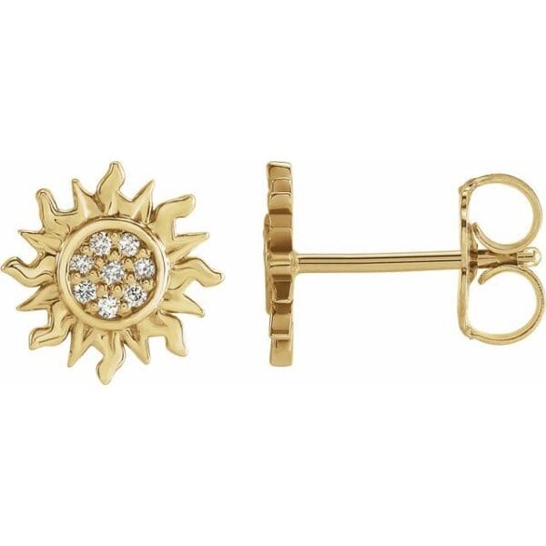 14K Yellow .04 CTW Natural Diamond Sun Earrings
