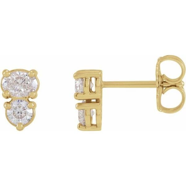 14K Yellow Two-Stone Earring Mounting