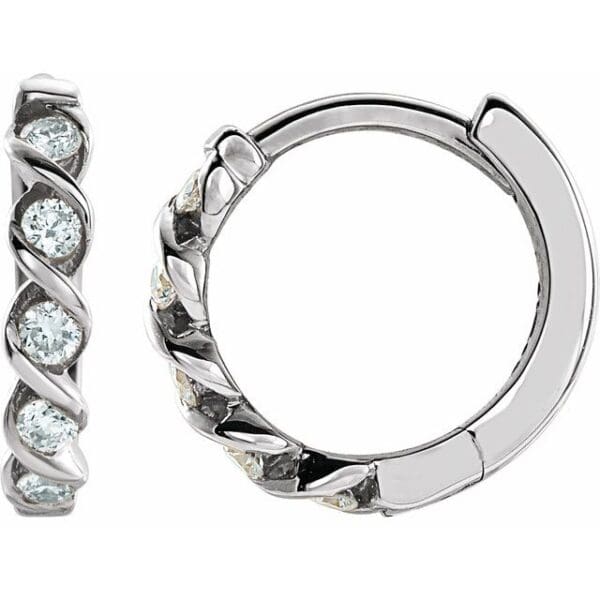 14K Yellow 1/10 CTW Natural Diamond 9 mm Hoop Earrings