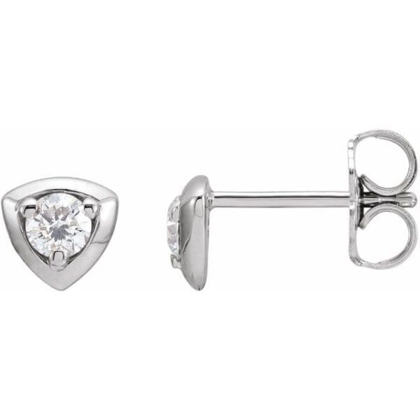 14K White 4.5 mm Round Geometric Earring Mounting