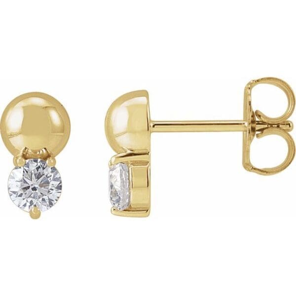 14K Yellow 3 mm Round Bead Earring Mounting