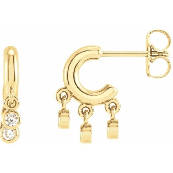 14K Yellow 3x1.5 mm Straight Baguette Fringe Hoop Earring Mounting