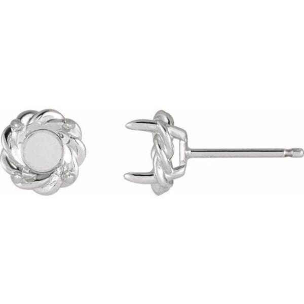 Sterling Silver 3 mm Lab-Grown Emerald Claw-Prong Rope Earrings