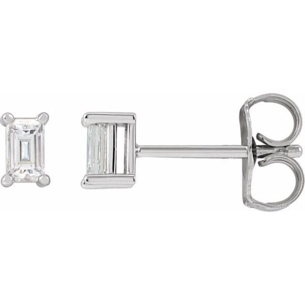 14K Yellow 3.5x2 mm Straight Baguette 4-Prong Basket Earring Mounting