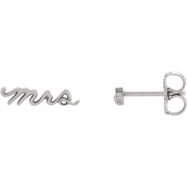 14K White Mrs Earrings