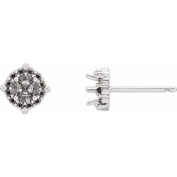 14K White 5/8 CTW Natural Diamond Halo-Style Earrings