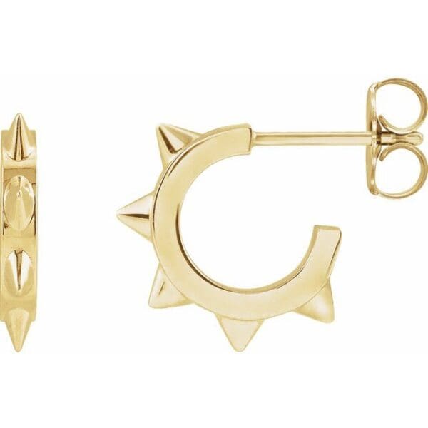 14K White Spike 13.43 mm Hoop Earrings