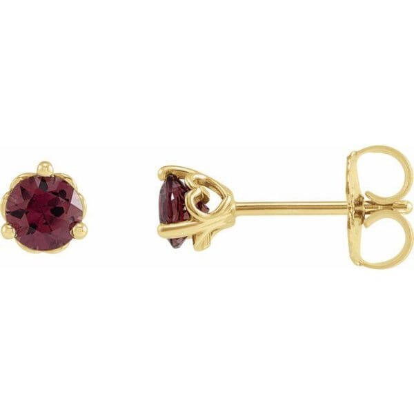 14K White 3 mm Round 3-Prong Cocktail-Style Earring Mounting