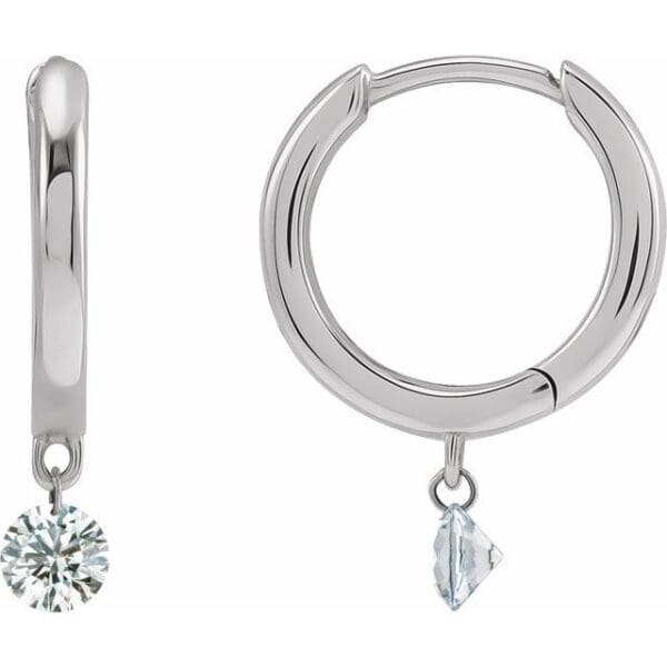 14K Yellow 1/3 CTW Drilled Natural Diamond Hinged Hoop Earrings