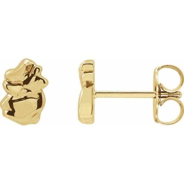 14K Yellow Tiny Nugget Earrings
