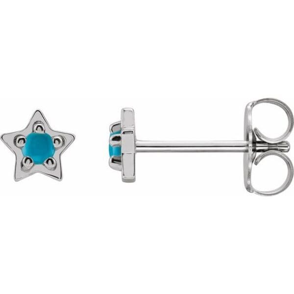 14K White Natural White Opal Petite Star Earrings