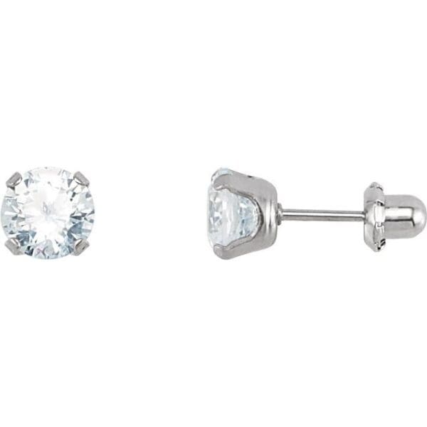 Stainless Steel 3 mm Imitation White Cubic Zirconia Inverness® Piercing Earrings