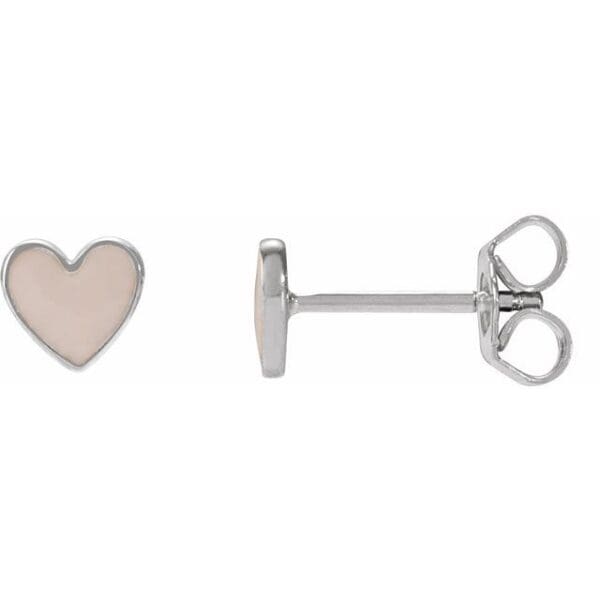 14K Yellow Black Enamel Heart Earrings