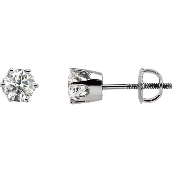 14K White 1 CTW Natural Diamond 6-Prong Stud Earrings