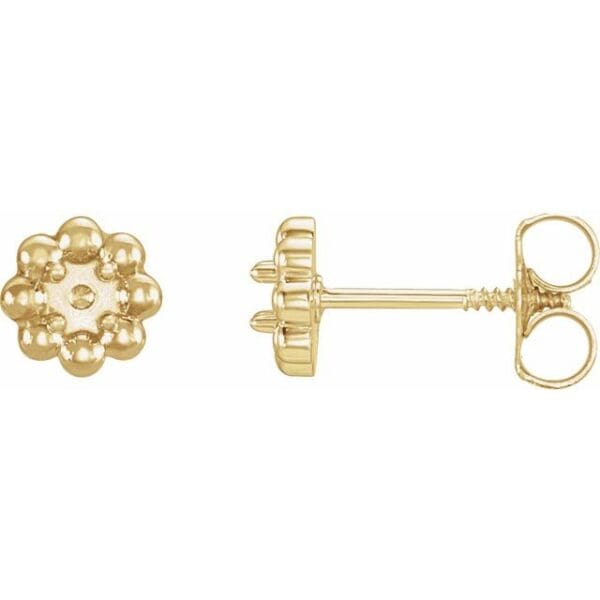 14K White 2 mm Round Petite Flower Earring Mounting