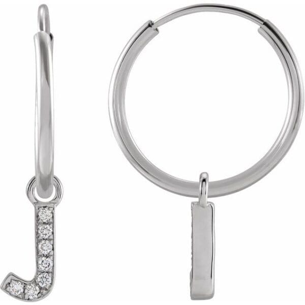 14K Rose .03 CTW Natural Diamond Single Initial K Hoop Earring