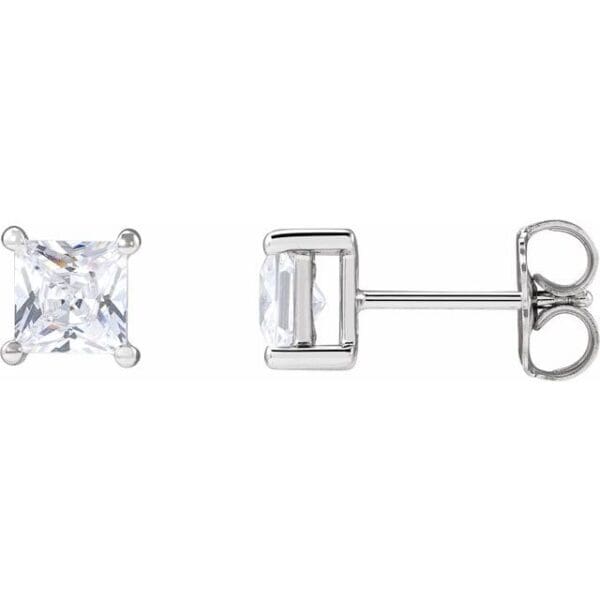 14K White 2.5 mm Square 1/5 CTW Lab-Grown Diamond Earrings